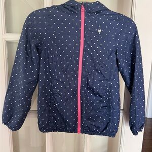 Carter’s Girls Navy Polka Dot Windbreaker, Rain Jacket size XL 8 like new!